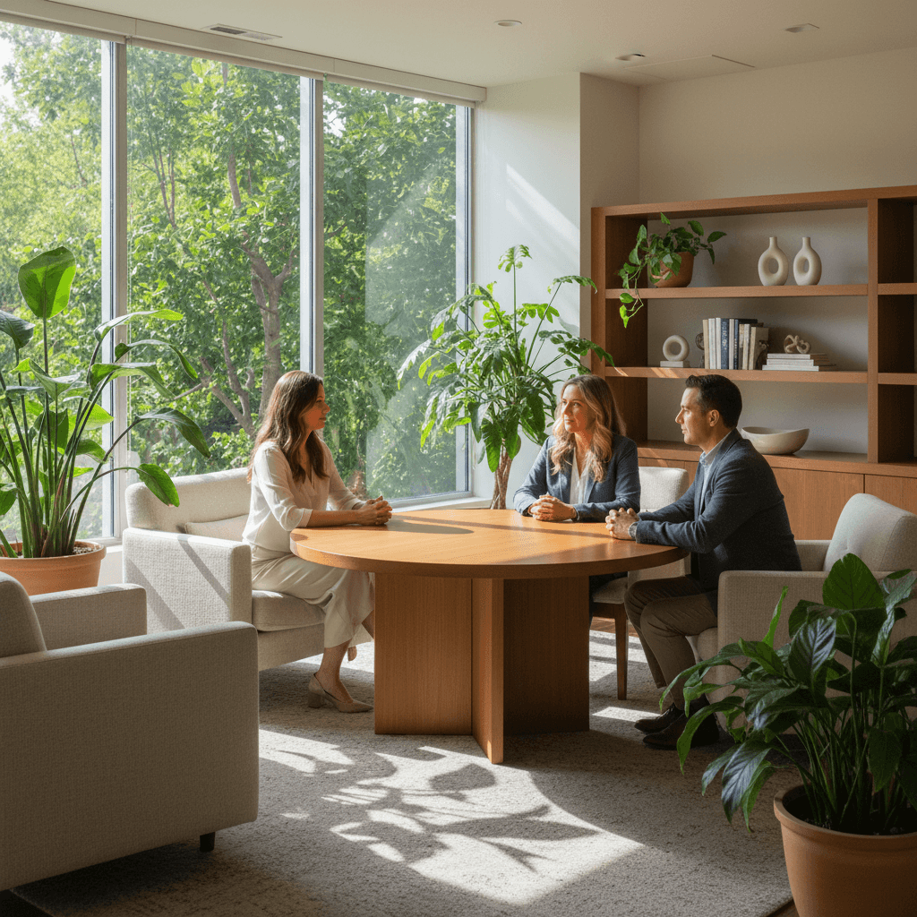 Mediation session in professional office environment